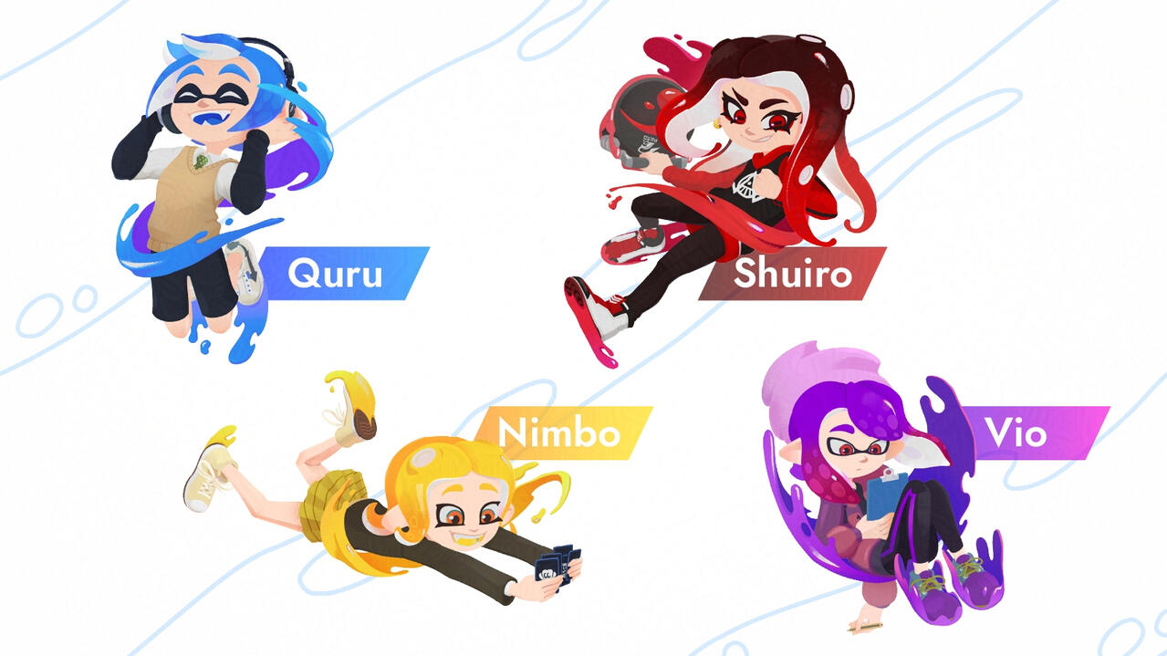 Key art of Splatoon Spain's mascots.
